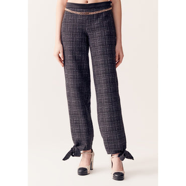 Cotton Tweed Ribbon Pants - Black/Silver/Green