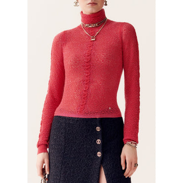 Cashmere/Polyester Pullover - Iridescent Red
