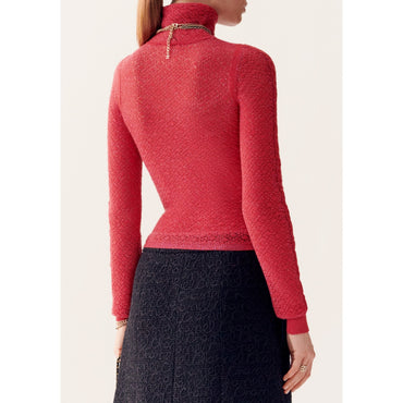 Cashmere/Polyester Pullover - Iridescent Red