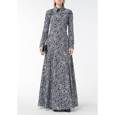 Cotton Velvet Jersey Dress - White/Black