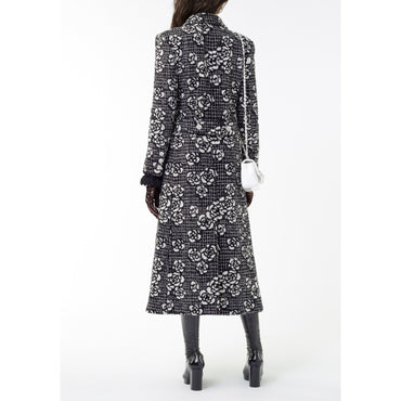 Cashmere Jacquard Coat - Black/White