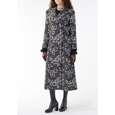 Cashmere Jacquard Coat - Black/White
