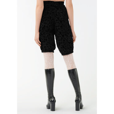 Figured Velvet Bermudas - Black/Silver