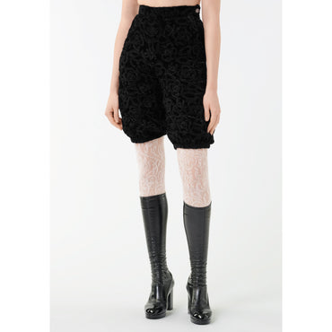 Figured Velvet Bermudas - Black/Silver