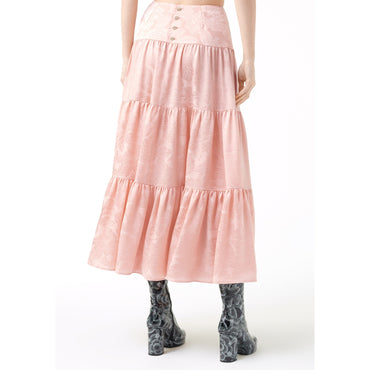 Jacquard Silk Crepe Skirt - Pink