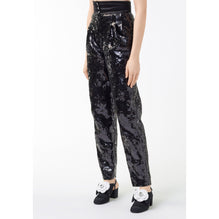 Glittered Charmeuse Pants - Black