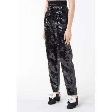 Glittered Charmeuse Pants - Black