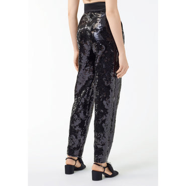 Glittered Charmeuse Pants - Black