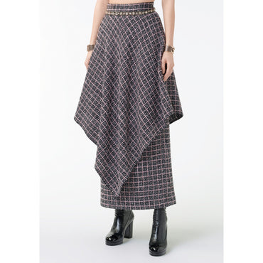 Fantasy Wool Tweed Skirt - Black/Pink/White/Gold