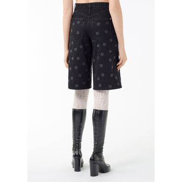 Embossed Denim Bermudas - Black