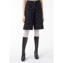 Embossed Denim Bermudas - Black