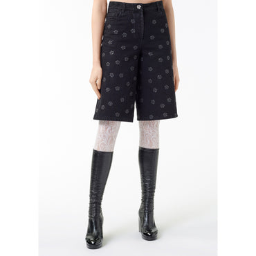 Embossed Denim Bermudas - Black