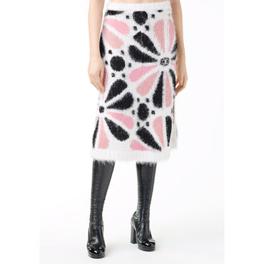 Cashmere/Silk Skirt - White/Black/Pink