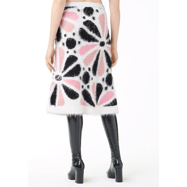 Cashmere/Silk Skirt - White/Black/Pink