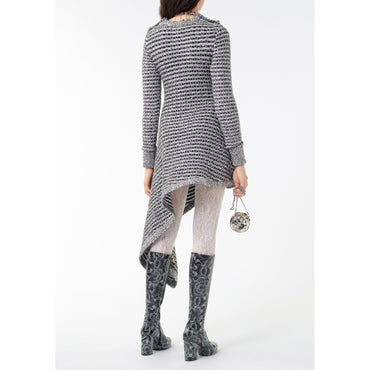 Silk/Metallic Fiber Dress - Black/Silk White/Silvery
