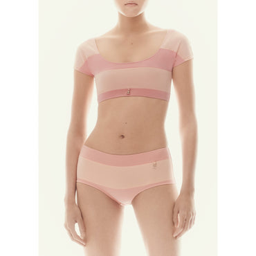 Stretch Jersey Swimming Top - Orange/Coral