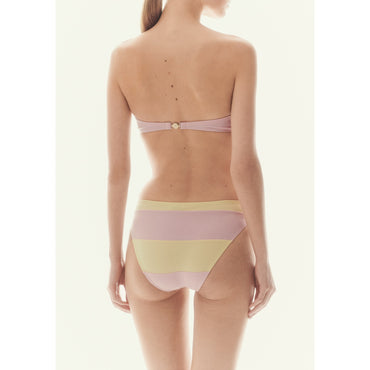 Stretch Jersey 1 Piece Swimming Suit - Yellow/Pink