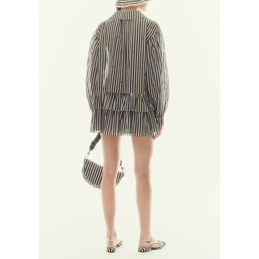 Cotton Voile Dress - White/Black