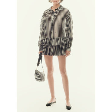 Cotton Voile Dress - White/Black