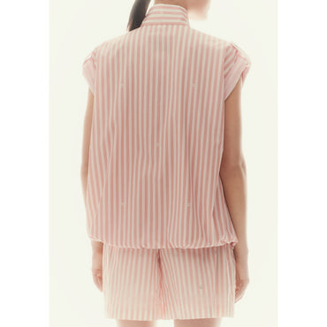 Coated Canvas Vest - Pink/White