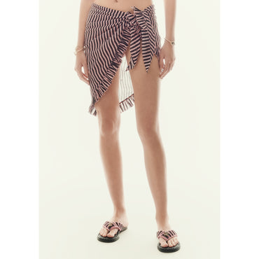 Cotton Voile Pareo - Black/Coral