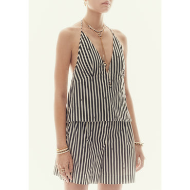 Stretch Cotton Top - White/Black