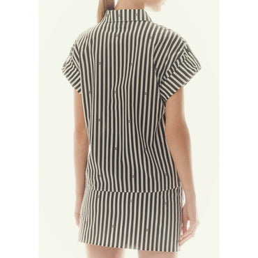 Stretch Cotton Blouse - White/Black