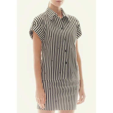 Stretch Cotton Blouse - White/Black