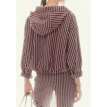Coated Canvas Blouson - Black/Coral