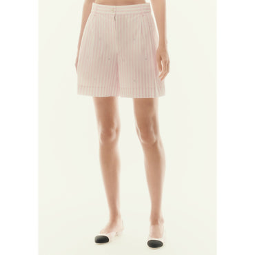 Stretch Cotton Shorts -  Pink/White