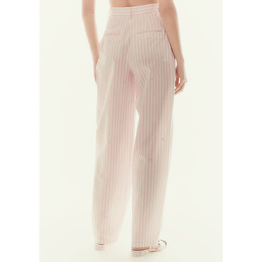Stretch Cotton Pants -  Pink/White