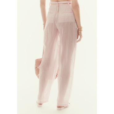 Cotton Voile Pants -  Pink/White