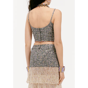 Embroidered Jacq Denim Top - Black/Ecru/Yel/Pink/Blue