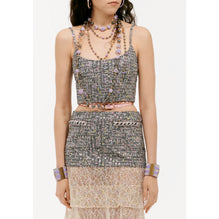 Embroidered Jacq Denim Top - Black/Ecru/Yel/Pink/Blue