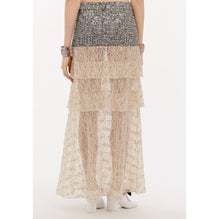 Embroidered Jacq Denim Skirt - Black/Ecru/Yel/Pink/Blue