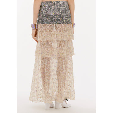 Embroidered Jacq Denim Skirt - Black/Ecru/Yel/Pink/Blue
