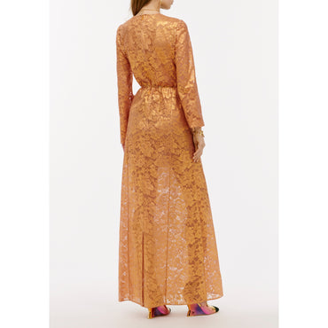 Laminated Cotton Lace Dress - Gold/Aged Gold