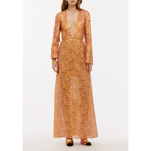 Laminated Cotton Lace Dress - Gold/Aged Gold