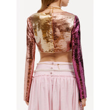 Shaded Sequin Tulle Top - Purple/Pink/Gold
