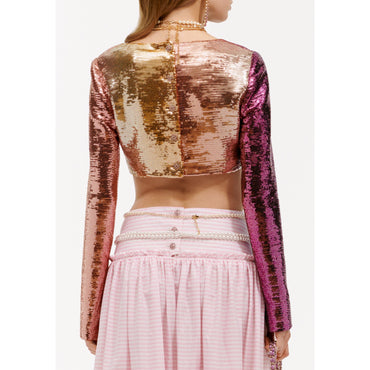 Shaded Sequin Tulle Top - Purple/Pink/Gold