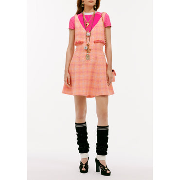 Fantasy Tweed Dress - Orange/Pink/Ecru