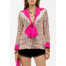 Embroidered Cotton Tweed Jacket - White/Gold