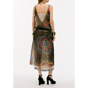 Printed Silk Muslin Dress - Black/Yel/Green/Red/Blue