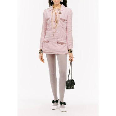 Iridescent Cotton Tweed Tunic - Pink/White/Silvery