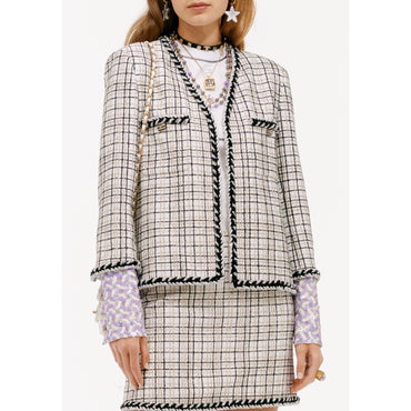 Iridescent Cotton Tweed Jacket - White/Black/Gold