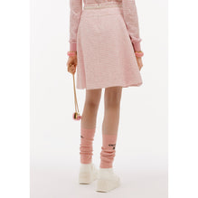 Iridescent Cotton Tweed Skirt - Pink/White/Silvery