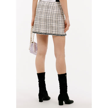 Iridescent Cotton Tweed Skirt - White/Black/Gold