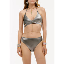 Iridescent Stretch Jersey Swimming Top - Silvery