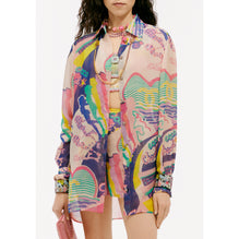 Printed Silk Muslin Blouse - Pink/Green/Navy/Ecru/Yel