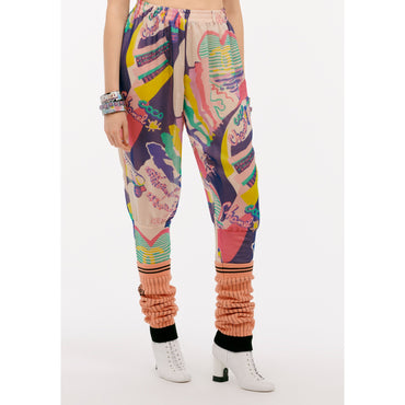 Printed Silk Muslin Pants - Pink/Green/Navy/Ecru/Yel